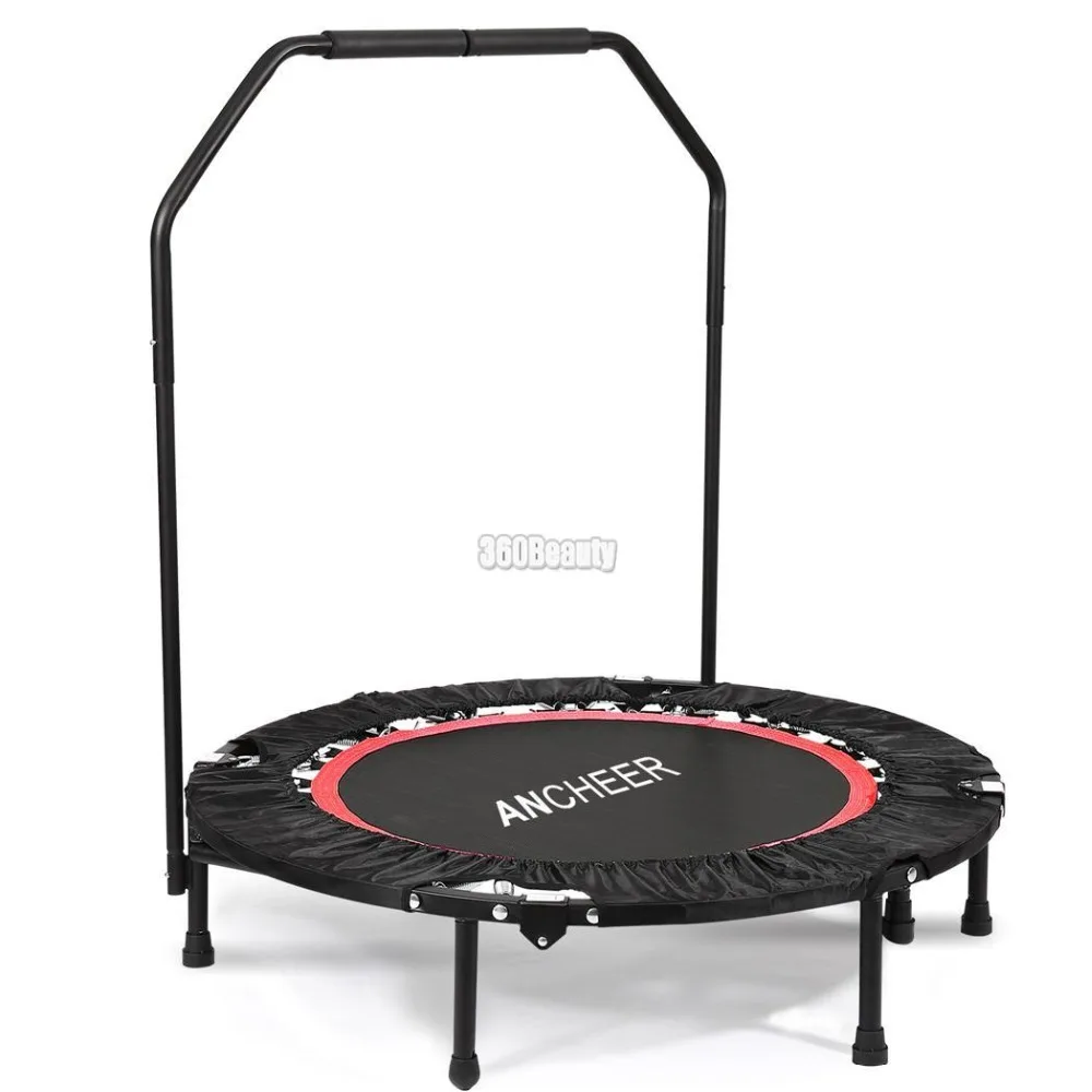 

ANCHEER 40 Inch Mini Folding Trampoline Fitness Workout Rebounder Children Trampoline for kids with Adjustable Handrail Angle