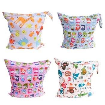 

Children Baby Wet Dry Diaper Bags Colorful Floral Print Waterproof Baby Infant Cloth Diaper Nappy Zips Diaper Bags