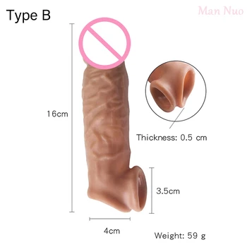 Man Nuo Realistic Penis Sleeve Condom For Male Penis Enlargement Extender Reusable Cock Cover Delayed Ejaculation Adult Sex Toys 3