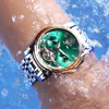 OLEVS Automatic Mechanical Men Watches Stainless Steel Waterproof Date Week Green Perpetual Calendar Classic Luxury Wrist Watch ► Photo 3/6