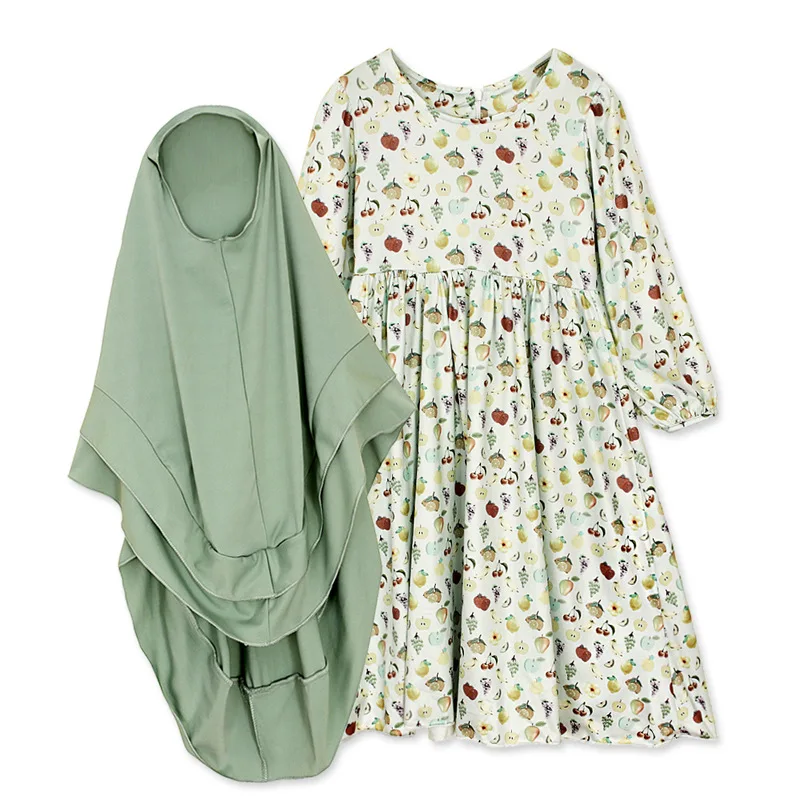 Принт в мусульманском стиле, длинное платье, костюмы для детей, abaya Hijab, длинный халат для девочек, кимоно, милые костюмы Jubah Ramadan, Ближний Восток, арабский, исламский