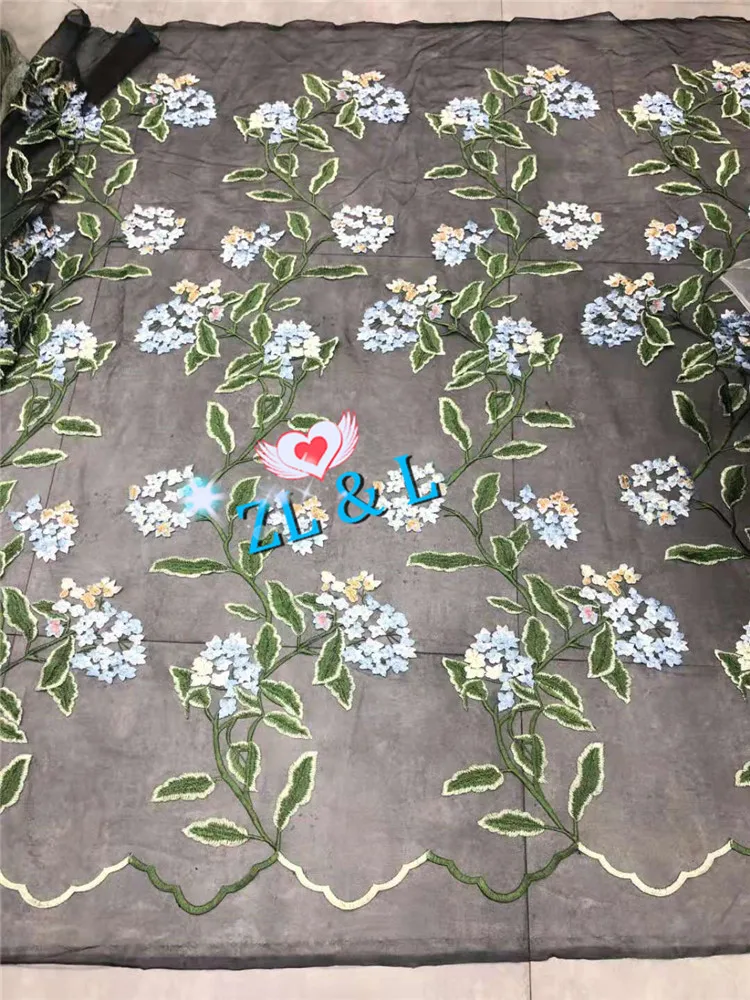 Exquisite floral embroidery Nigeria lace French mesh gauze African lace fabric suitable for high-end clothing dress skirt fabric - Цвет: as photo