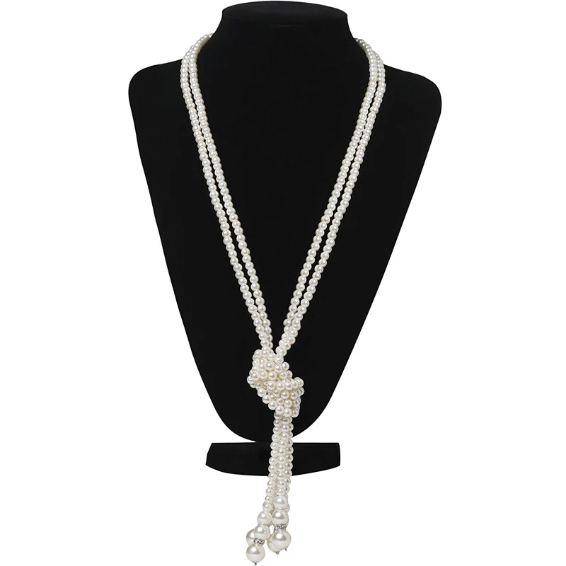  1920s Faux Pearls Necklace Vintage Costume Long Flapper Pearls  Accessories : Clothing, Shoes & Jewelry