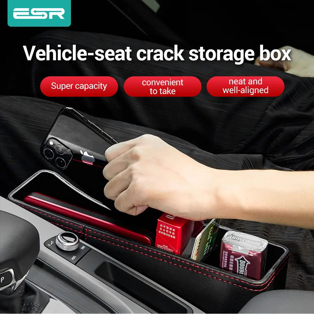

ESR Car Storage Box Organizer Seat Gap PU Case Pocket Car Seat Side Slit for Wallet Phone Coins Keys Cards For Universal