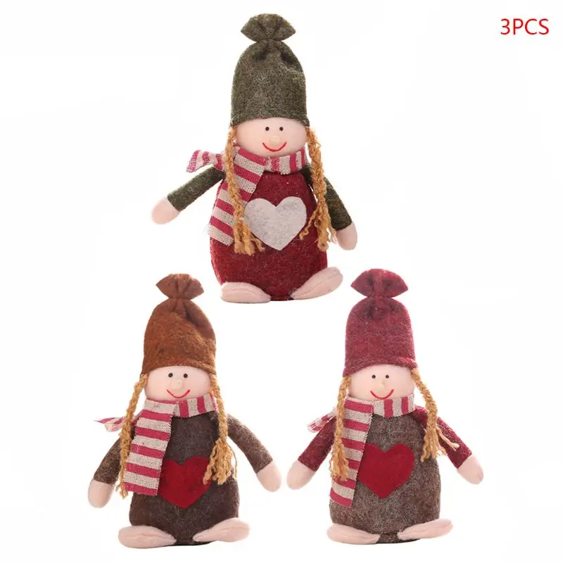 

3pcs/set Christmas Standing Girl Doll Xmas Ornament Pendant Party Decoration Home Festival Party Kids Gifts
