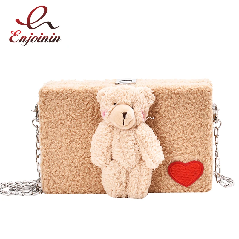 Сумка тоут цвета хаки и белого с милым плюшевым мишкой дизайнерская модная сумка