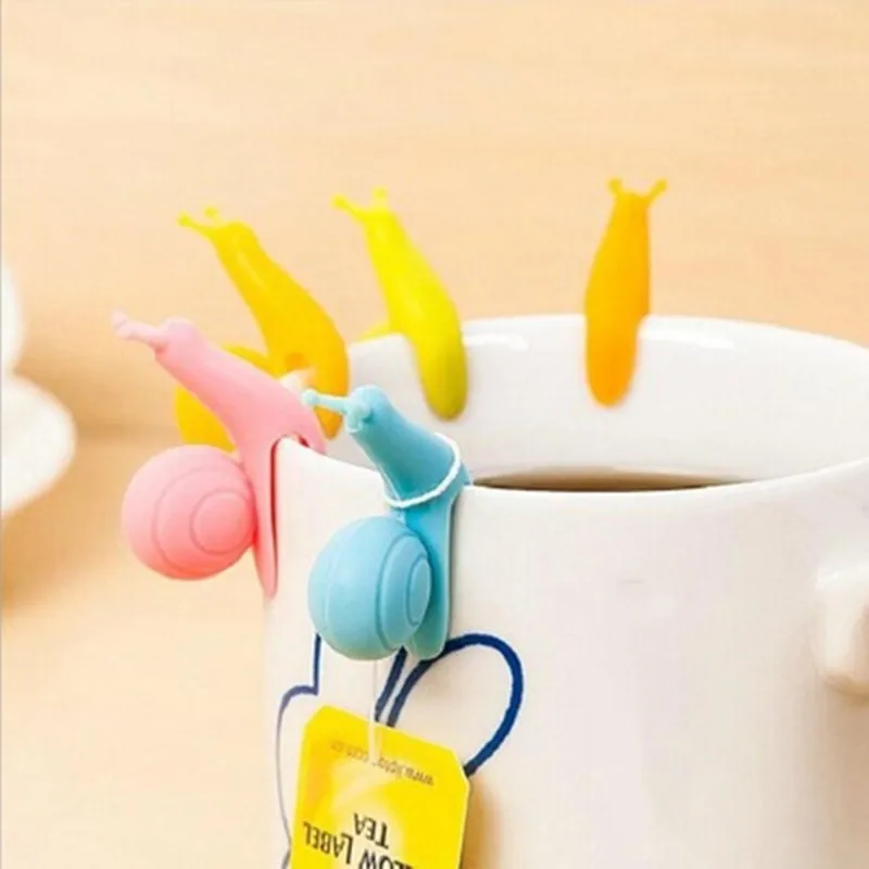 510PcsCuteSnailShapeTeaBagHolderSiliconeMugCupTeaClips