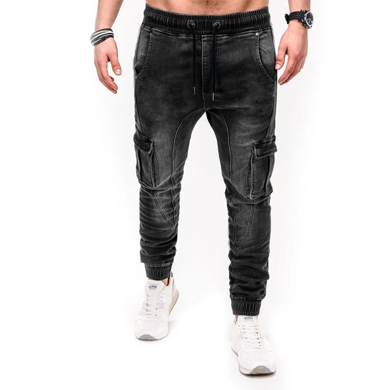Мужские обтягивающие джинсы мото-байкерские мужские облегающие джинсы-карго