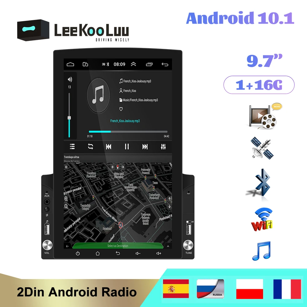 LeeKooLuu 2din Car Radio Android multimedia player Autoradio 2 Din 9.7'' Vertical screen GPS WIFI Bluetooth FM auto audio stereo