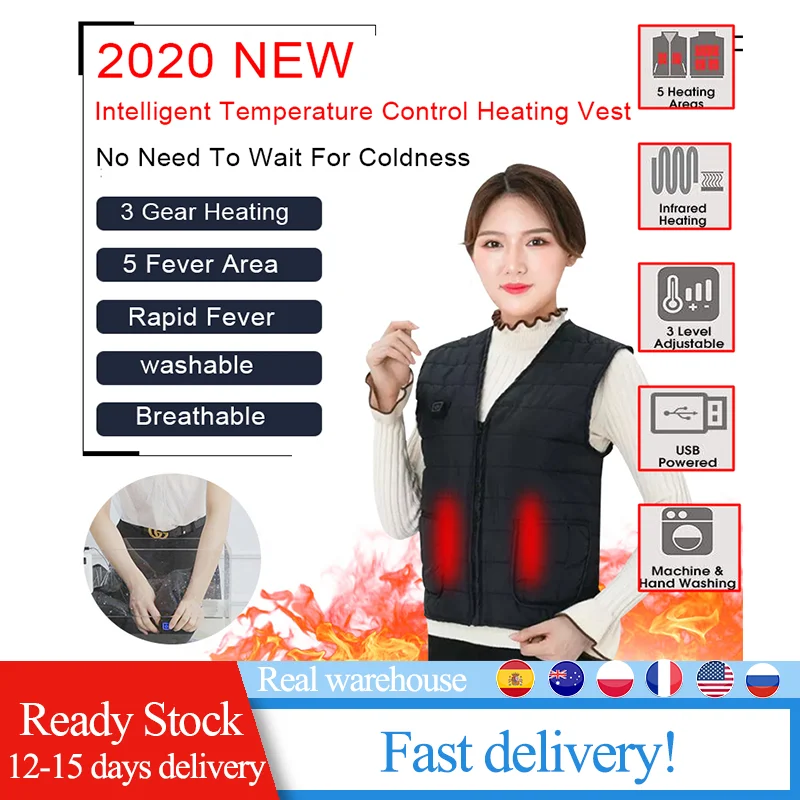 

Tactical vest Smart heating Cotton Vest USB Infrared Electric Heating Vest Women Outdoor Flexible Thermal Winter Warm Jacket