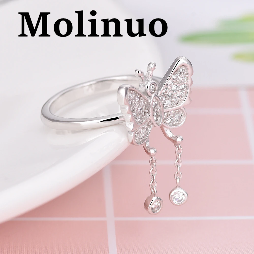 Molinuo, новинка, модное темпераментное женское кольцо с бабочкой, покрытое медным cz, свадебные кольца, ювелирные изделия, обручальное кольцо