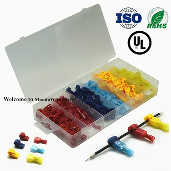 

120pcs T-Tap Wire Connectors, Self-Stripping Quick Splice Electrical Wire Taps, Insulated Male Quick Disconnect Spade Terminals