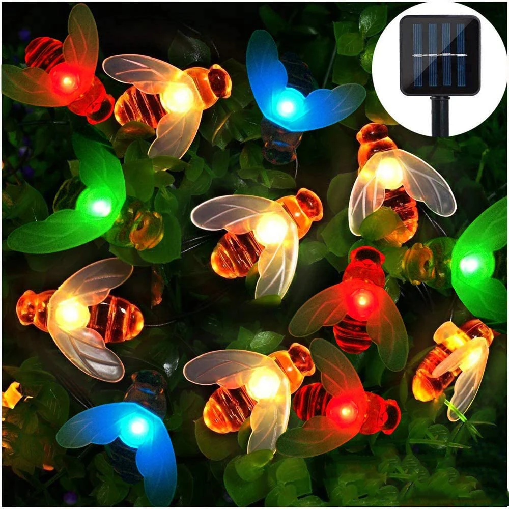 Outdoor Solar Bee String Light 5M 20LED Garden Light 8 Modes Fairy String Lights Waterproof For Yard Fence Wedding Decoration led string lights String Lights