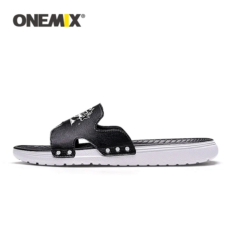 ONEMIX/мужские пляжные шлепанцы; домашние тапочки для улицы; Летние повседневные сандалии; нескользящие шлепанцы на мягкой подошве для ванной; Мужская обувь; 39