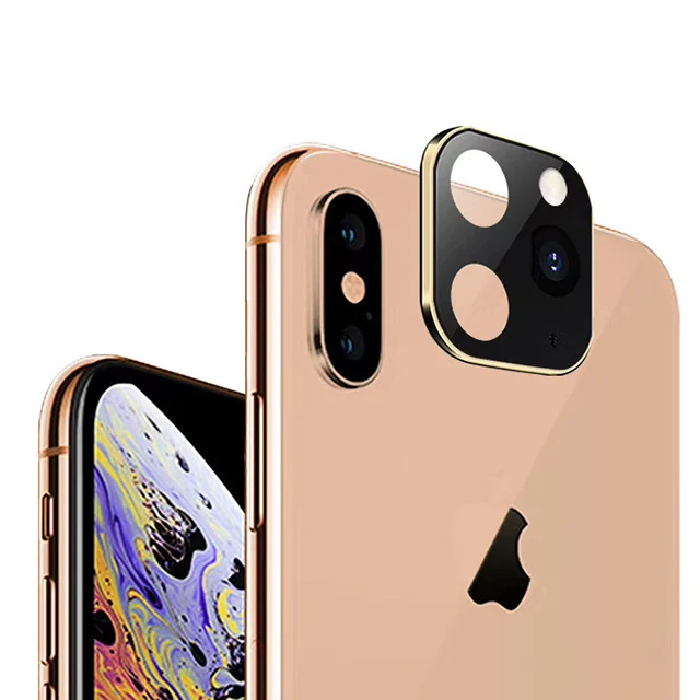 Поддельная камера для iPhone X, для iPhone 11 Pro, сменный объектив, Защита экрана для iPhone XS Max, для iPhone 11 Pro Max, чехол, наклейка, стекло - Цвет: Золотой