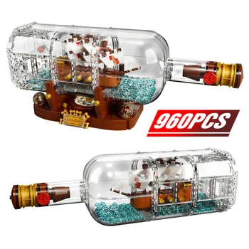 

Blocks Sets Compatible Lepinblock 21313 Girl Friends City Idea Ship Boat In A Bottle Bricks Toys for Children Gift