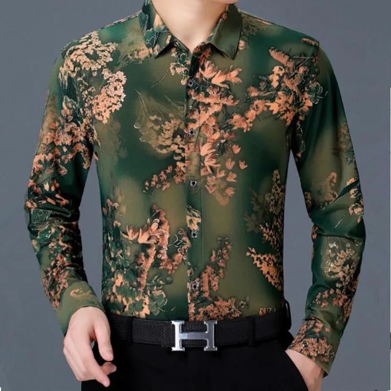 Men's Shirt New Men's Fashion Long Sleeve Casual Middle-aged Iron-free Shirt Men's Business Gentleman Shirt