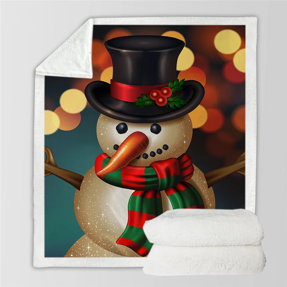 

20styles Christmas Blanket for Adults Kids Cute Snowman Cartoon Flannel Throw Blanket Christmas Accessories Deco for Home Carpet