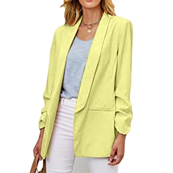 

2020 New Fashion Jacket Women Casual Pockets Long Sleeve Work Suit Coat Office Lady Solid Slim Cardigan