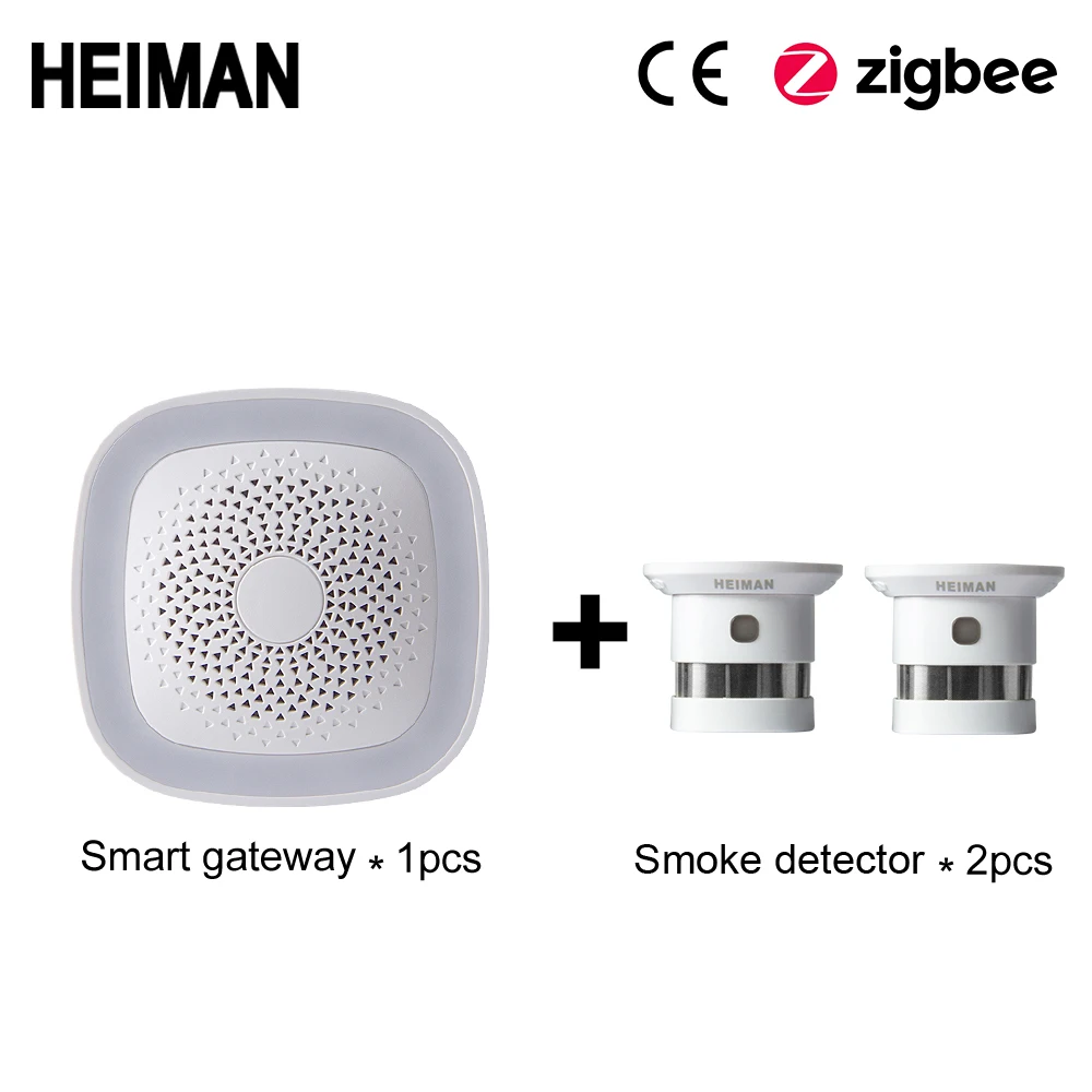 Promotion packages 2 HEIMAN HA1.2 Zigbee пожарная сигнализация Беспроводная охранная домашняя система умный Wifi шлюз и датчик дыма хост DIY комплект - Цвет: Promotion packages 2