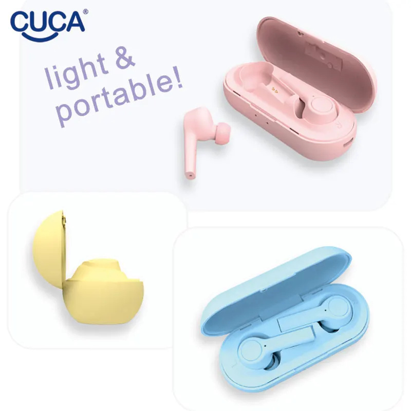 CUCA T2 Bluetoothe Earphone 5 0 Macaroon Wireless Headphones Stereo HD Noise Cancel Headset HIFI Music Earbuds For iphone xiaomi