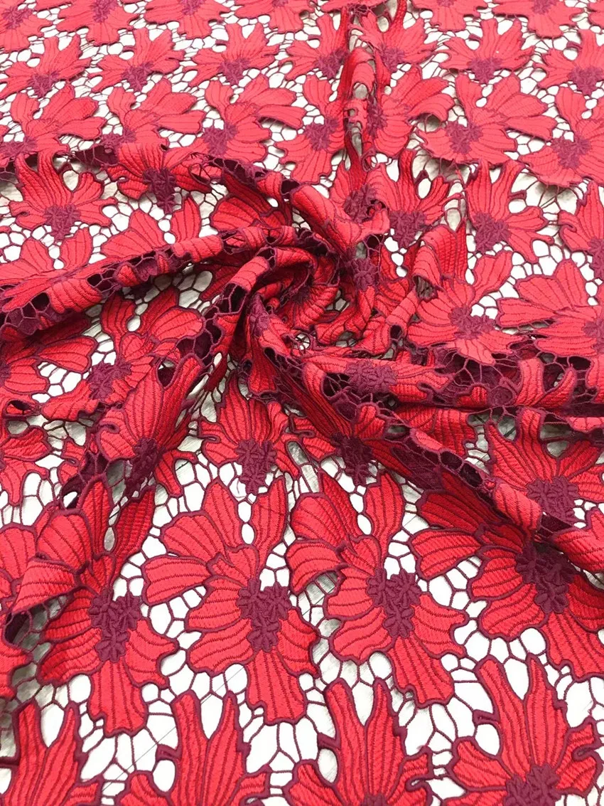 Neuer Stil Afrika Spitzens toff hochwertige Spitze wasser lösliche bestickte Mode weiche Spitze Stoff 5 Meter – Detail 18