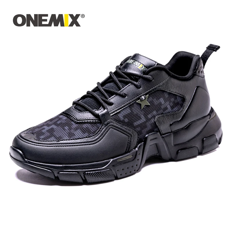 

ONEMIX Man Outdoor Hiking shoes Breathable Anti-skid Windproof Sports Shoes black travel Sneakers Comfortable Trekking Shoes