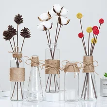 Креативные скандинавские стеклянные вазы для гостиной украшения стола прозрачная водная Гидропоника веревка в цветочек гербарий Ваза бутылка из серии «сделай сам»
