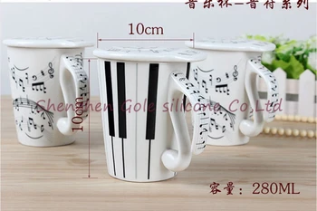 

new 160pcs/lots Arrival Music Style Ceramic Cup With Cover Ceramic Cup Mugs Fashion Glass