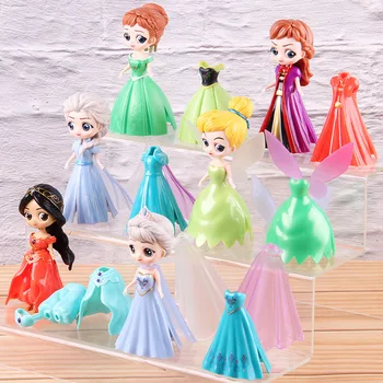 

Princess Anna Elsa TinkerBell Jasmine Can Change Clothes PVC Action Figure Collectible Model Toy Set Princess Dolls for Girls