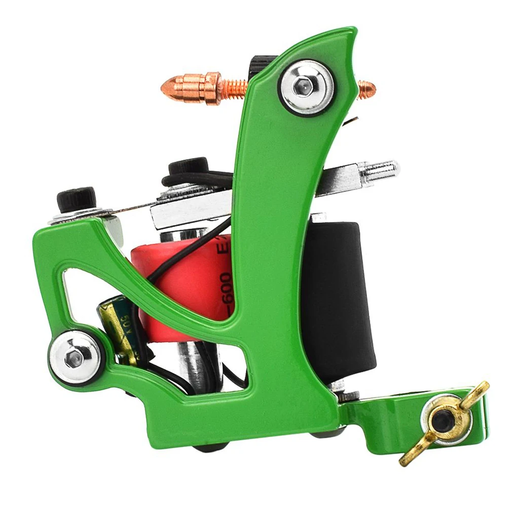 Aluminum Alloy 10 Wraps Coils Tattoo Machine Gun For Liner Shader Green