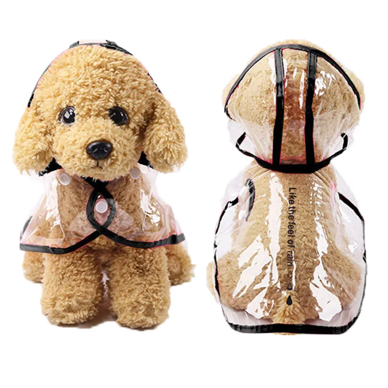 

XS-2XL Small Dog Waterproof Raincoat with Hooded Pets Puppy Transparent Rain Coats Hot Selling Colorful Edges Pet Dogs Clothes