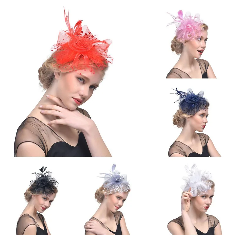 

Flower Hair Clip Feathers Fascinator Royal Ascot Race Wedding Small Mini Top Hat