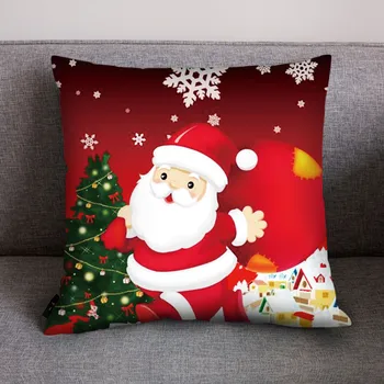 

35# Merry Christmas Print Pillow Case Polyester Sofa Car Cushion Cover Home Decor christmas home decoration navidad Droshipping