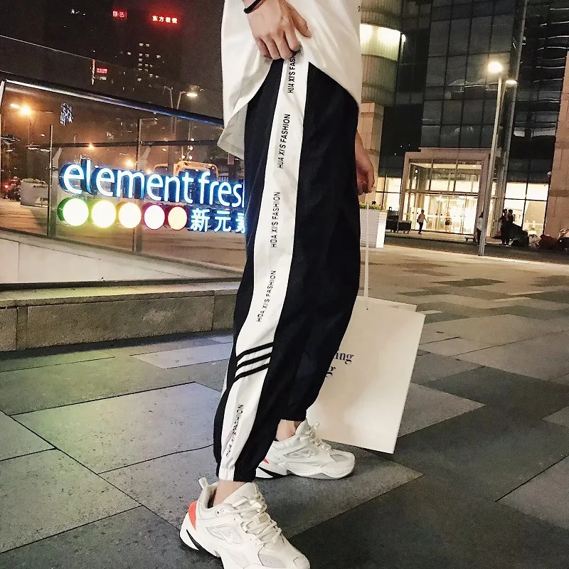 

Men's Skinny Casual Pants Loose Korean-style Students Sports Sweatpants Summer Beam Leg Capri Pants Sub-Fashion