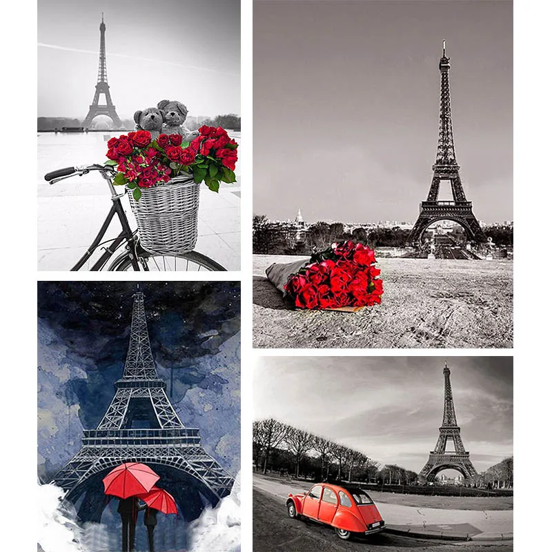 Серый Даймонд живопись Парижские пейзажи полный дрель 5d Сделай Сам Алмазная