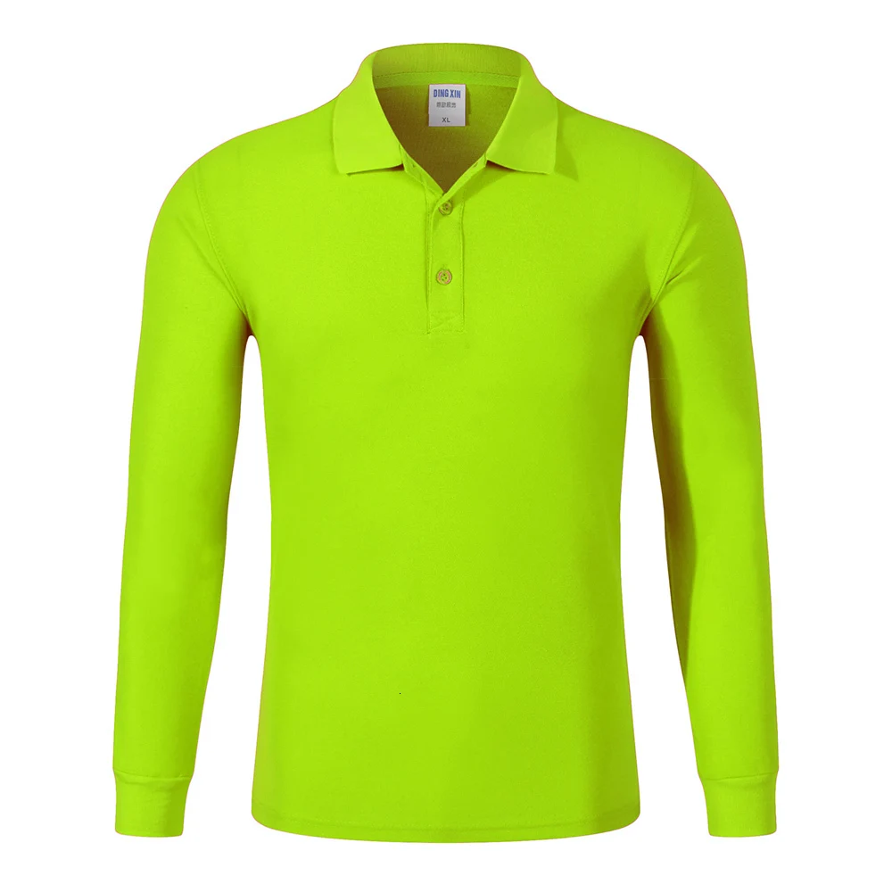 Fluorescent green Высококачественная Осенняя хлопковая рубашка с длинным рукавом, одноцветная рубашка, трендовая стильная повседневная рубашка размера плюс 4XL, топы высокого класса, поло на заказ - Цвет: Fluorescent green