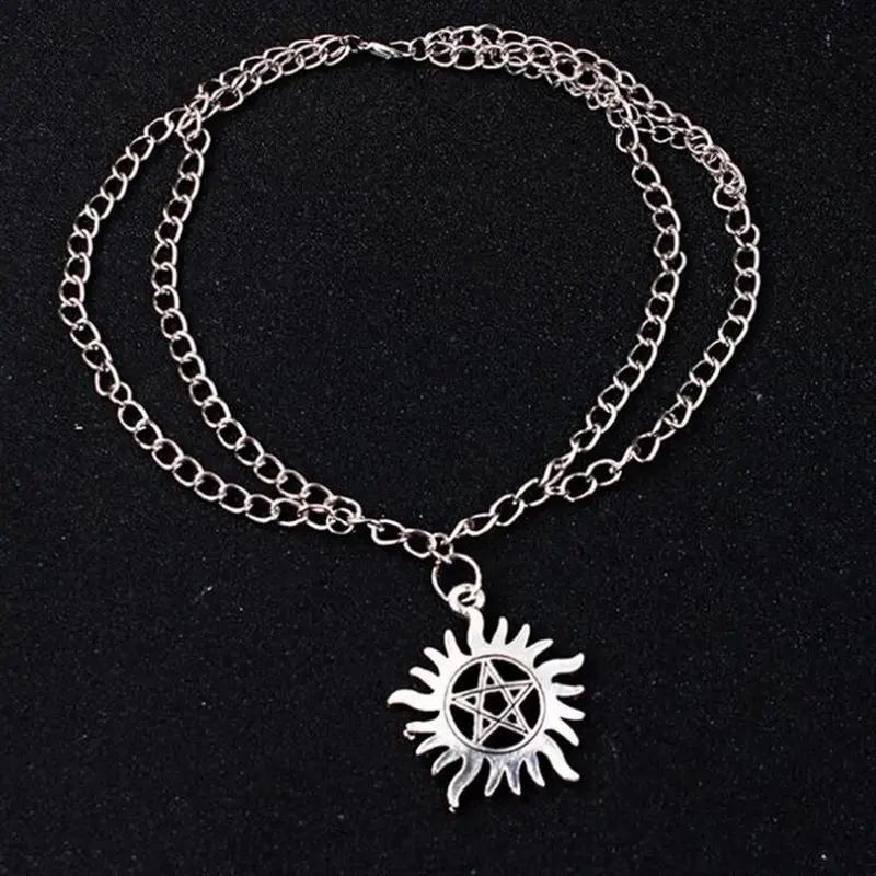 Многослойное ожерелье подвеска с пятиконечной звездой стрелой треугольное