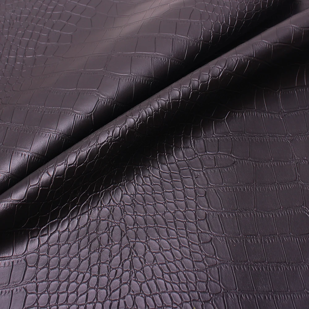 Good,Matte Black,Imitate Crocodile Stripe Pattern,PU Leather Fabric,Artificial Leather,Sewing Material,DIY Fashion Bag,Sofa