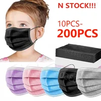 10-200PCS Kids Masks Disposable Child mask Non-wove Filter Breathable Children mask 3 Layer Ply Anti-dust Children's mascarillas 1