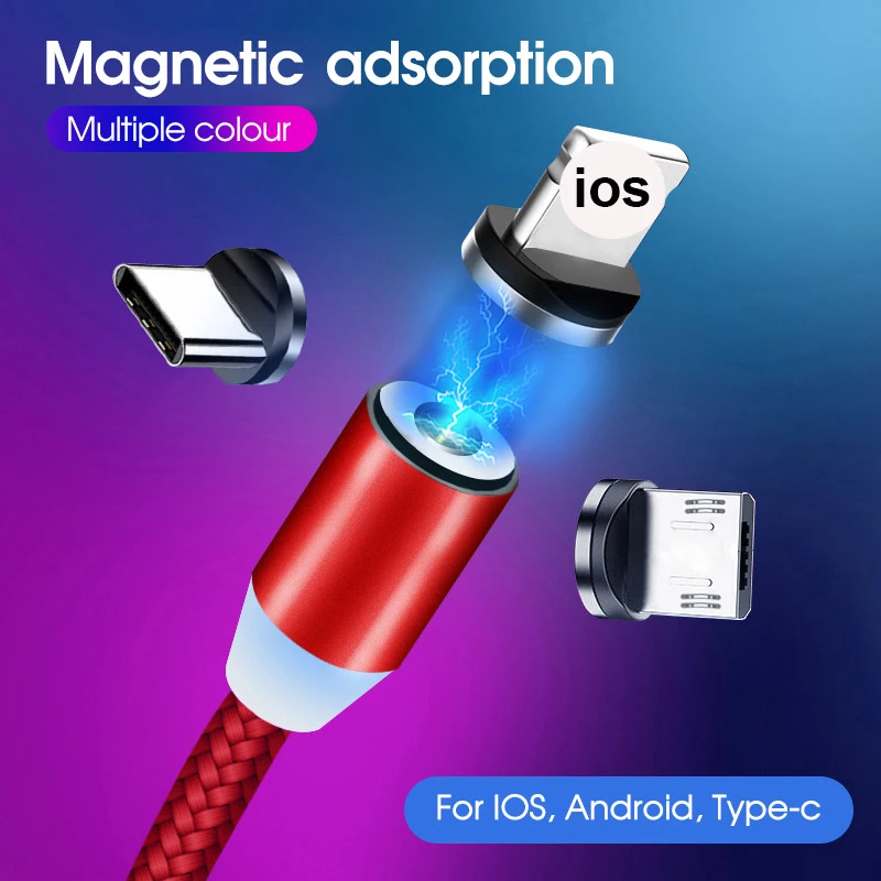 Магнитный USB кабель для быстрой зарядки usb type-C кабель для iPhone 11 XS Max 6 7 8 Plus IOS Магнитный зарядный кабель для Micro USB нейлон