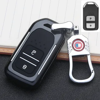 Custodia a 2 pulsanti per auto in fibra di carbonio per Honda Crv Civic Crad V Accord Pilot 2017 2016 2015 accessori portachiavi