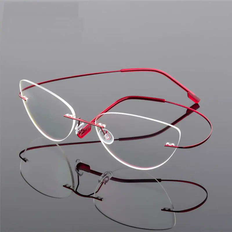 

Rimless Glasses Frame Titanium alloy Ultralight Eyeglasses Frameless Cat Eye Screwless Eyewear Myopia Optical Frame F860