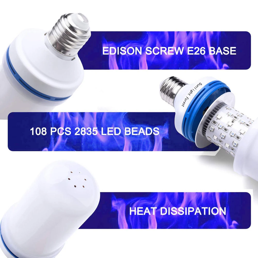 E27 LED Flame Lamp 4 Modes Yellow Flame Effect Light Bulb 90-265V Flickering Emulation Fire Light With Gravity Sensor Decor Lamp 3