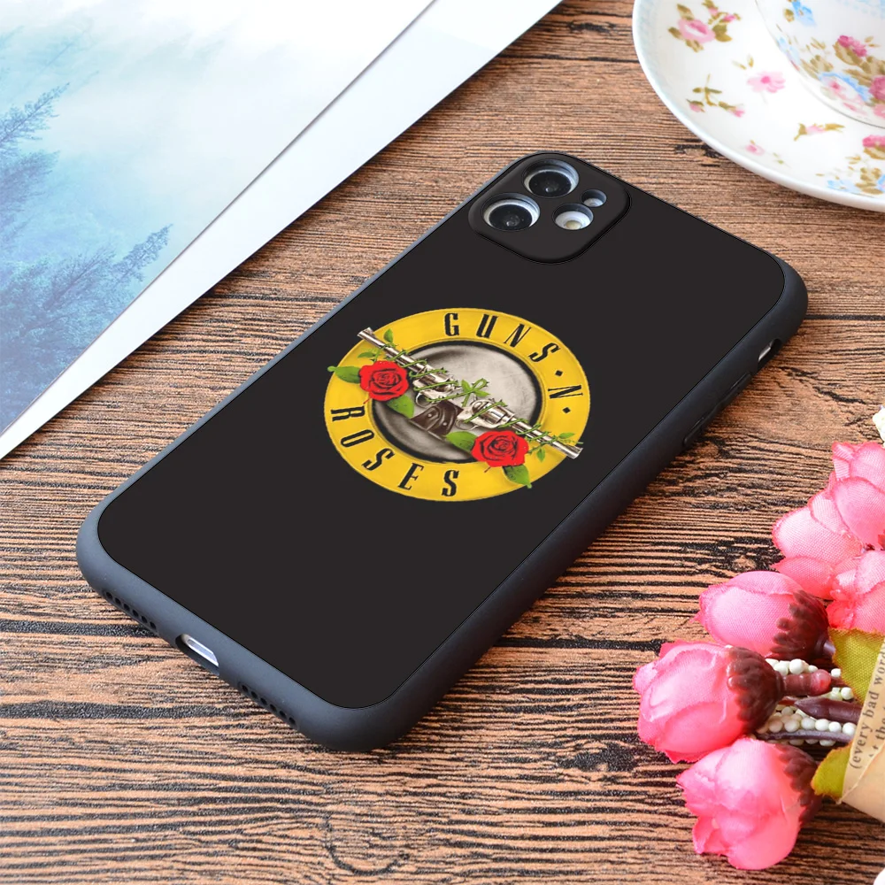 

For iPhone Guns And Roses Print Soft Matt Apple iPhone Case