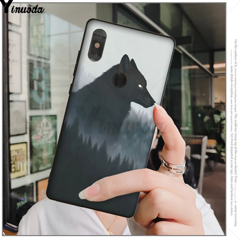 Yinuoda животный вой белый Снежный волк черный мягкий силиконовый чехол для телефона Xiao mi Red mi 5 5Plus 7 K20 Note5 6A mi 6 mi x2 mi x2S