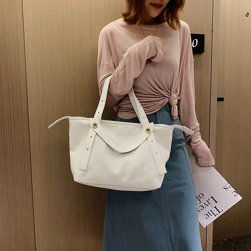

Japanese-style Simple Fresh WOMEN'S Bag 2019 New Style Shoulder Bag/ Hand Bag Canvas Big Bag Women's Korean-style Large-Volume T