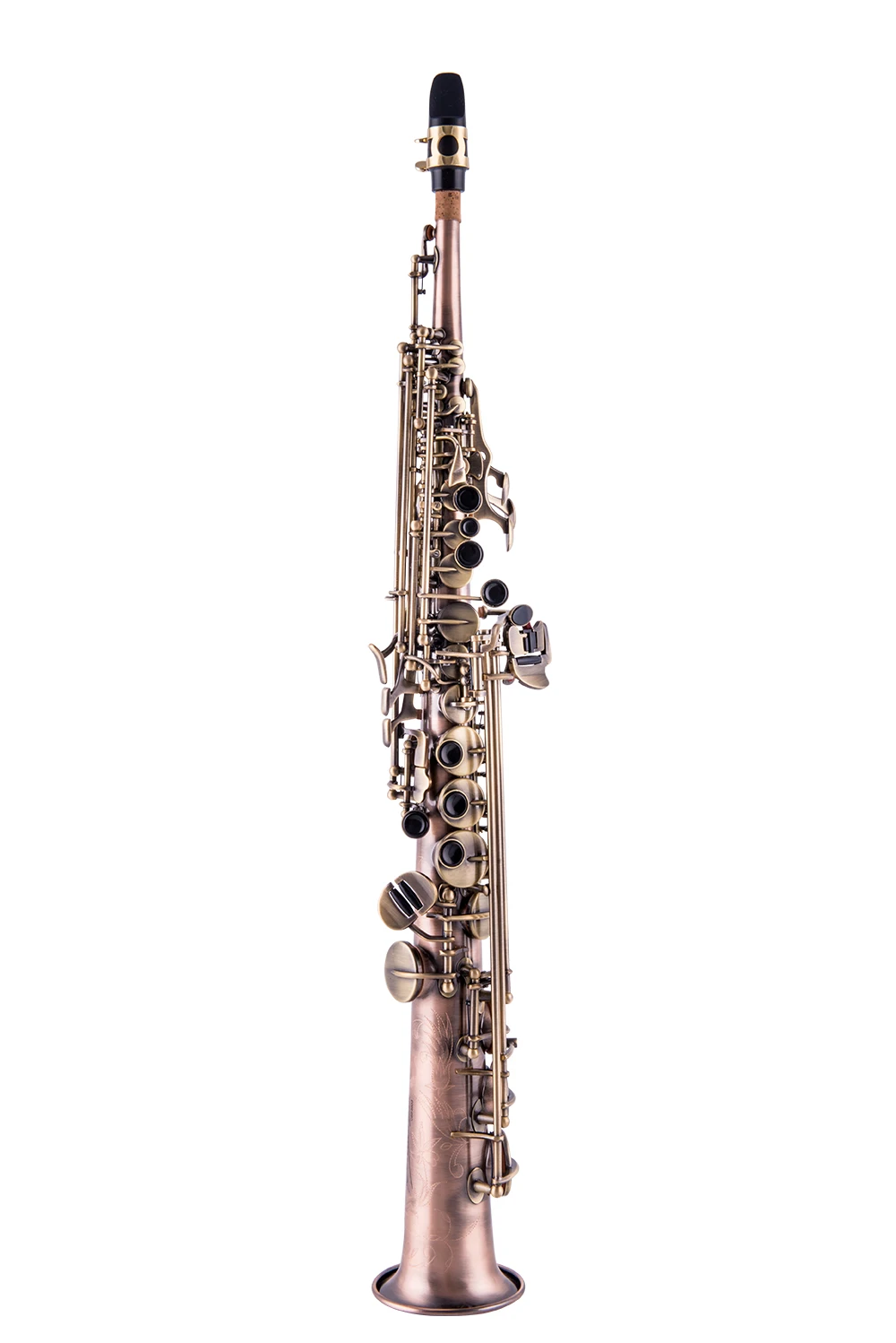 Латунный прямой Саксофон сопрано Профессиональная игра деревянный духовой инструмент розовое золото поверхность сопрано saxo с аксессуарами - Цвет: Светло-серый