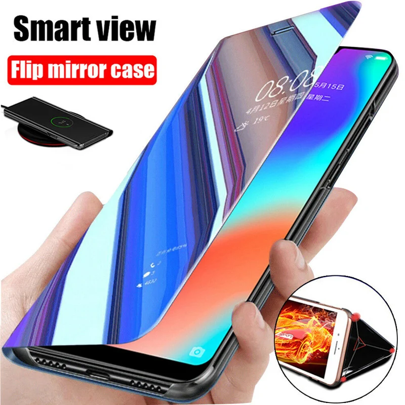 Зеркальный флип чехол для Huawei P30 Lite P20 Mate 20 P 30 Light Psmart Z 360 мягкий накладка телефона