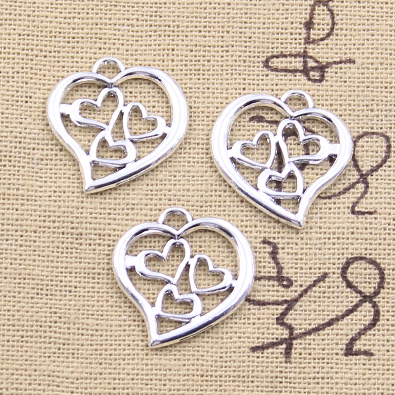 

15pcs Charms Hollow Heart 21x20mm Antique Silver Color Pendants Making DIY Handmade Tibetan Finding Jewelry